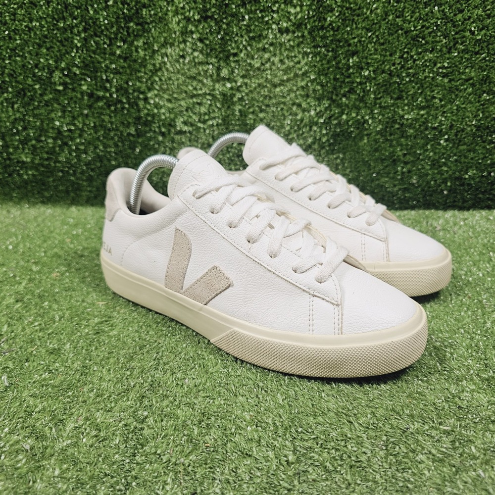 Veja Campo White Natural Leather Athletic Casual Sneakers Womens Size 10